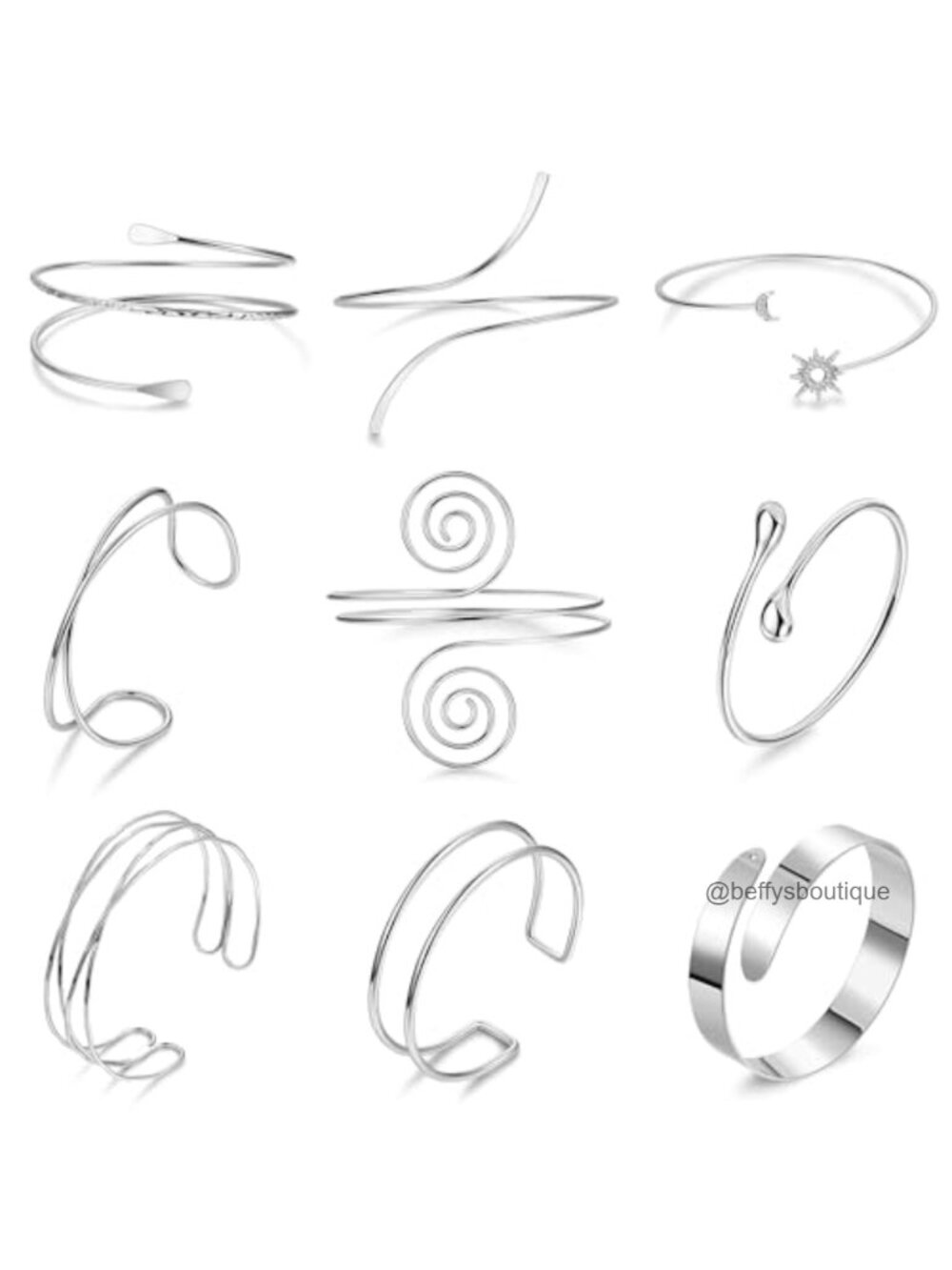 9Pc Gold Upper Arm Cuff Bracelet Set Adjustable Minimalist Armband Jewelry